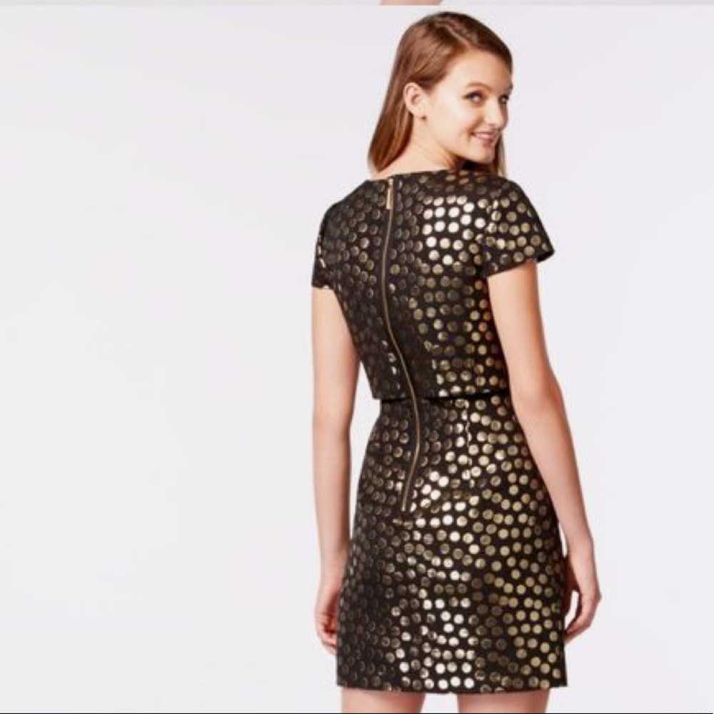 Kenzie gold polka dot cocktail dress